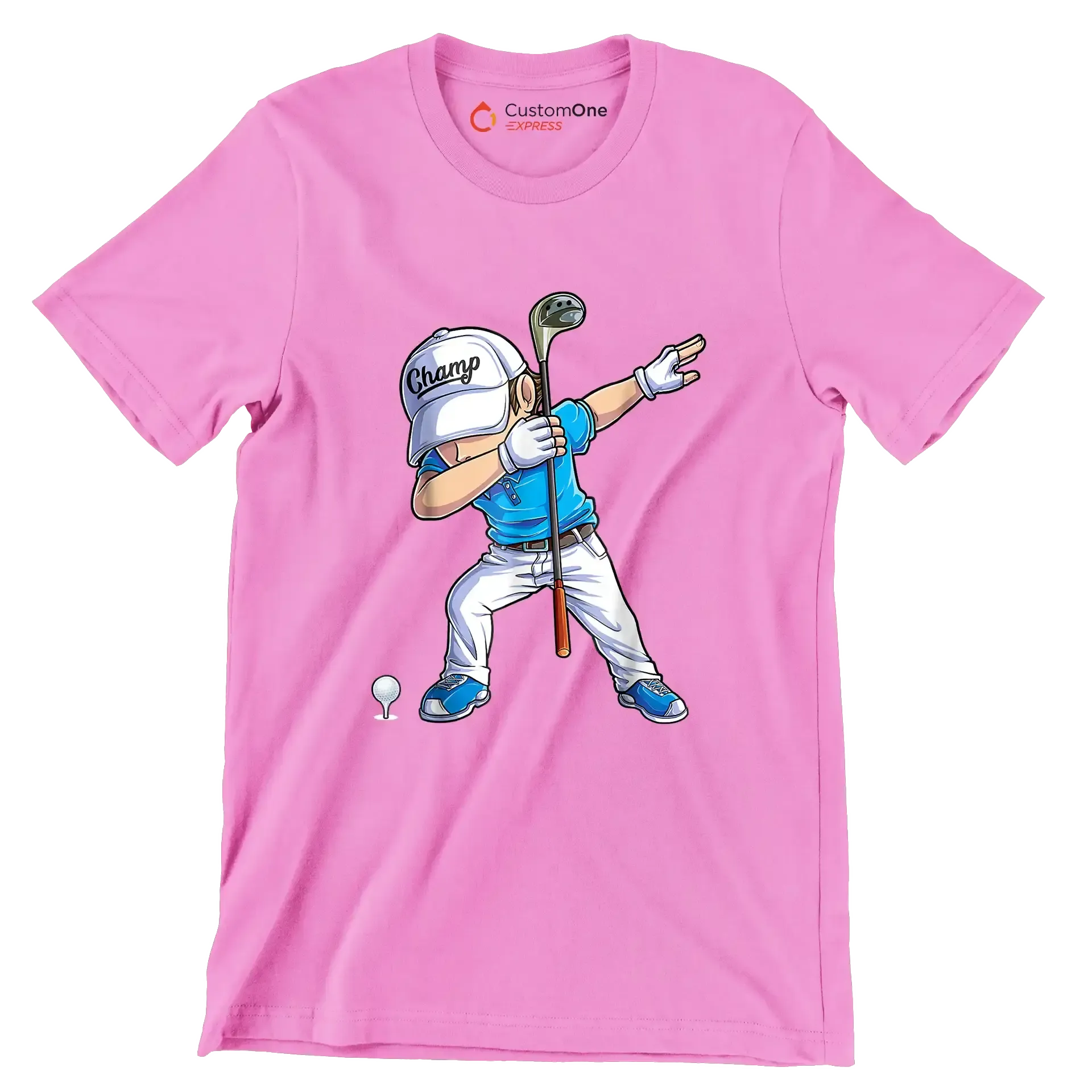 Champ - Golf Themed T-Shirt-Pink-S-Custom One Express