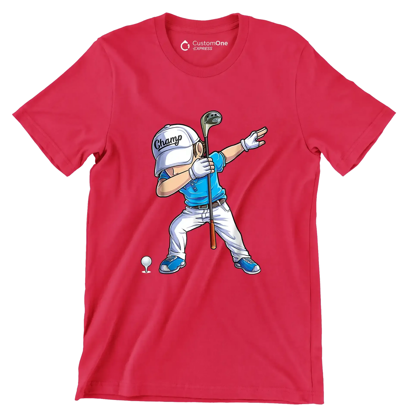 Champ - Golf Themed T-Shirt-Red-S-Custom One Express