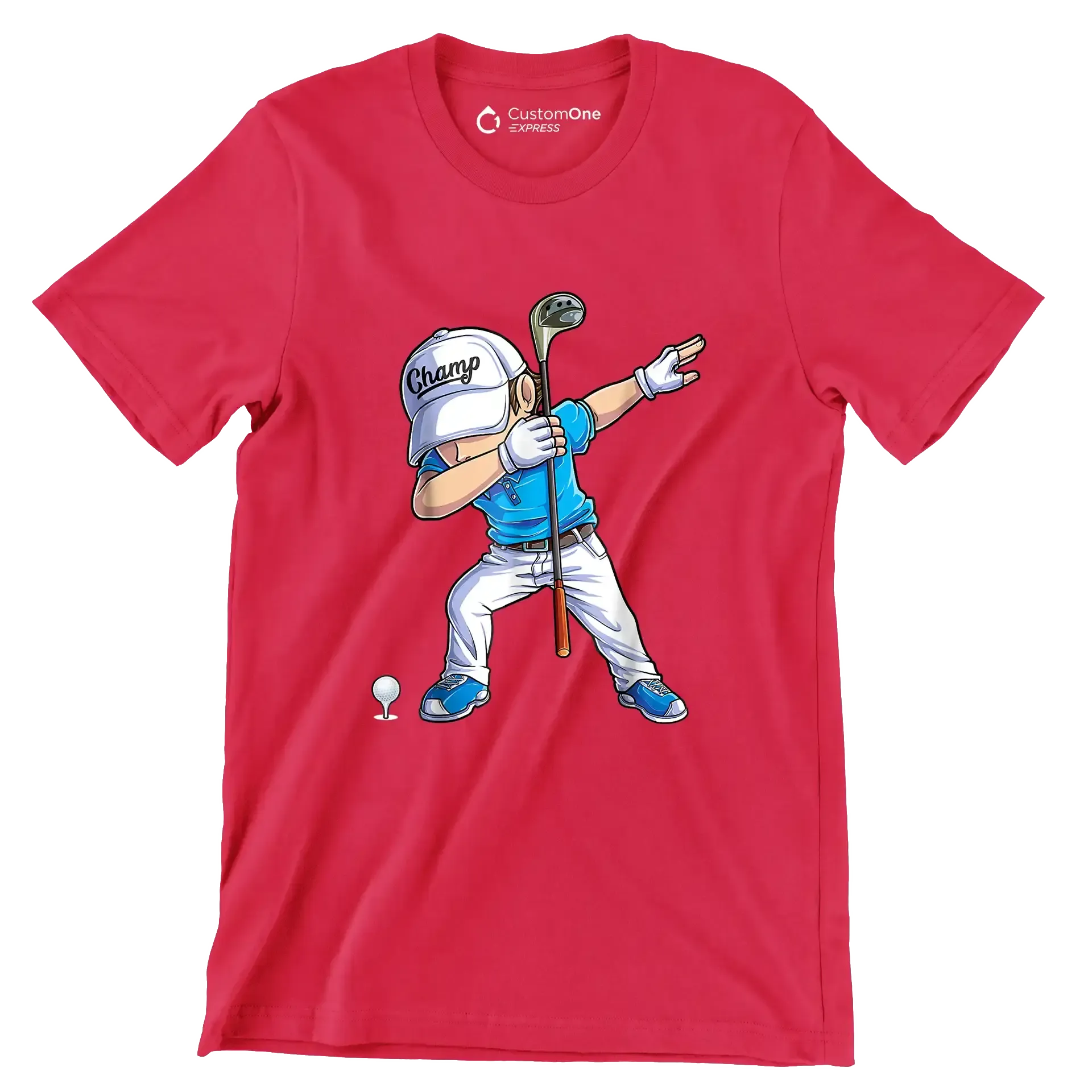 Champ - Golf Themed T-Shirt-Red-S-Custom One Express