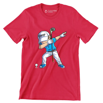 Champ - Golf Themed T-Shirt-Red-S-Custom One Express