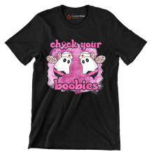 Check your Boobies - Breast Cancer Awareness T-Shirt-Black-S-Custom One Express
