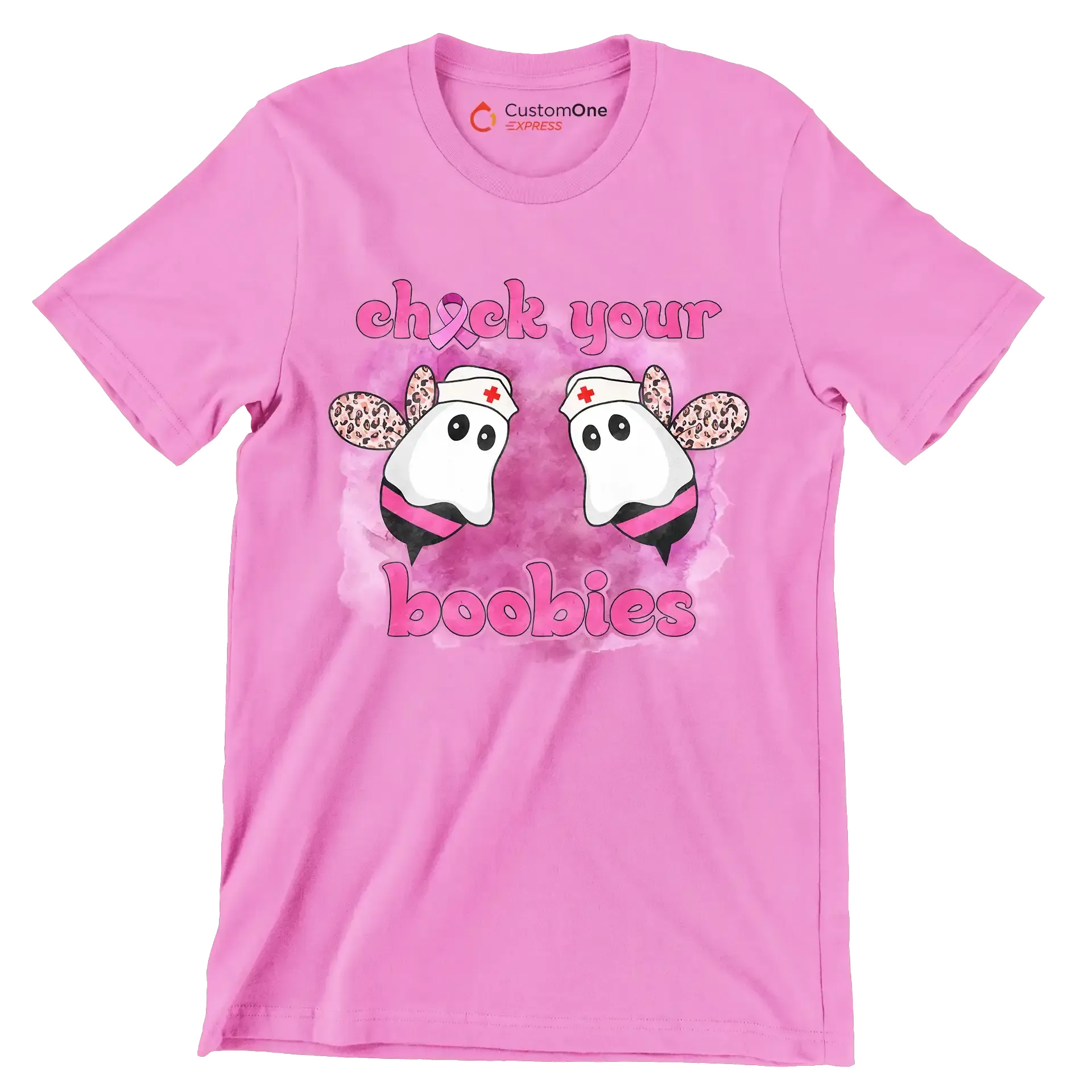 Check your Boobies - Breast Cancer Awareness T-Shirt-Pink-S-Custom One Express