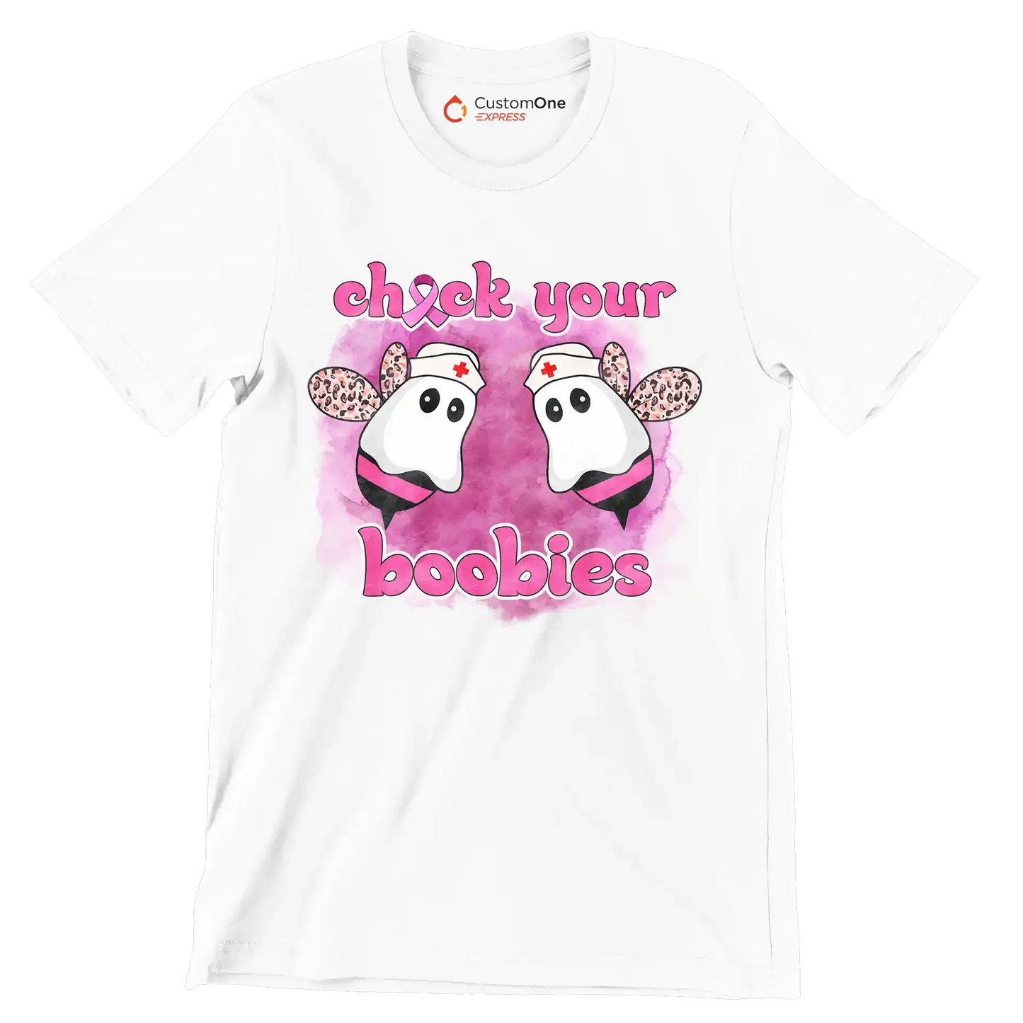 Check your Boobies - Breast Cancer Awareness T-Shirt-White-S-Custom One Express