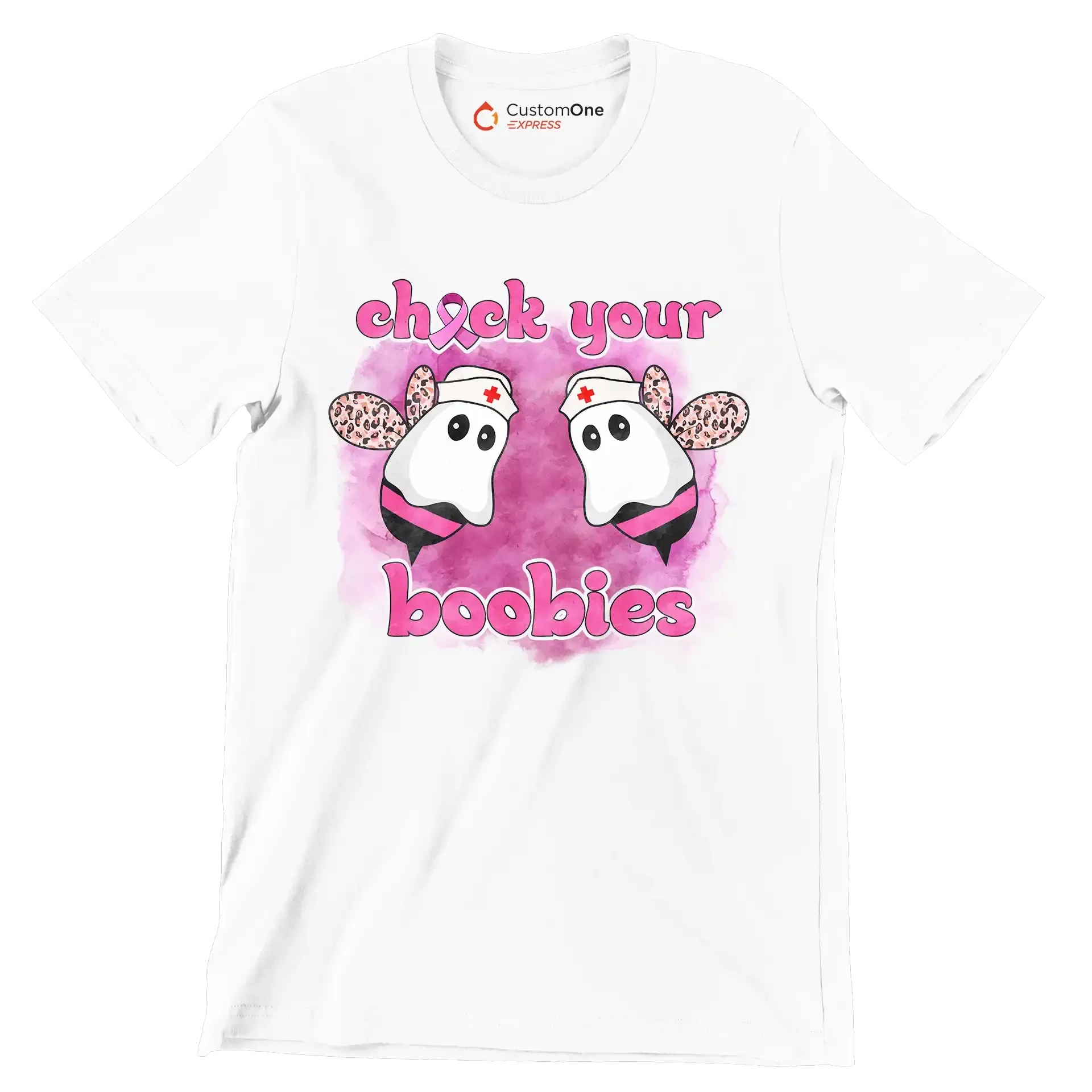 Check your Boobies - Breast Cancer Awareness T-Shirt-White-S-Custom One Express