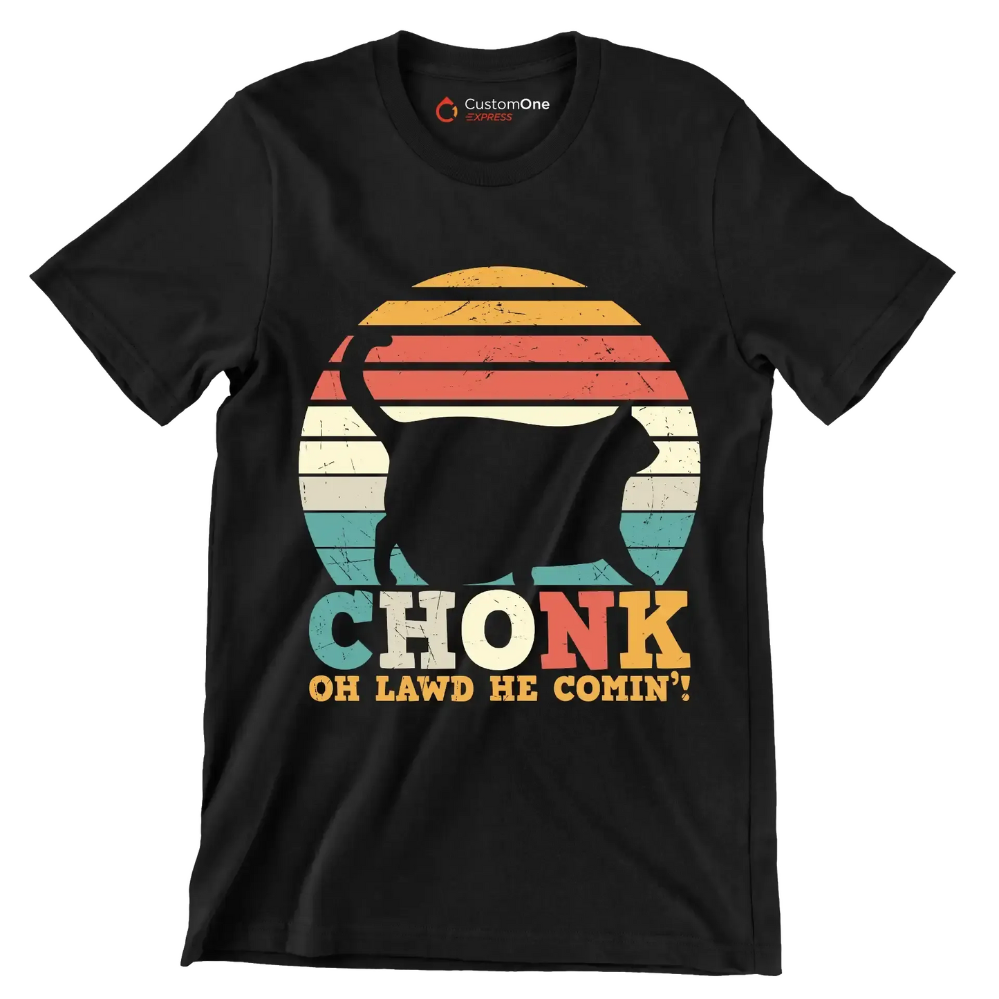 Chonk Cat Scale Meme - Cat Themed T-Shirt-Black-S-Custom One Express