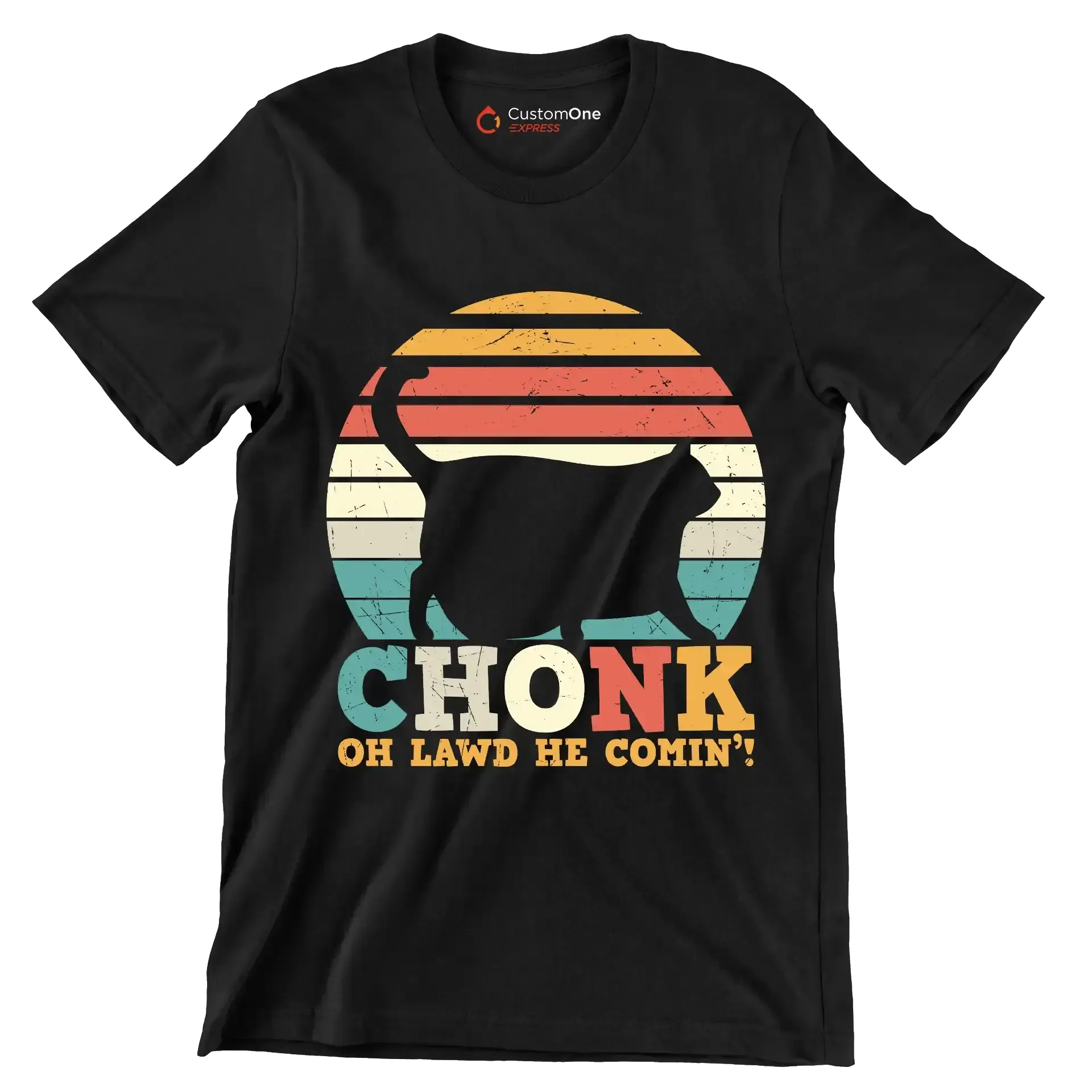 Chonk Cat Scale Meme - Cat Themed T-Shirt-Black-S-Custom One Express