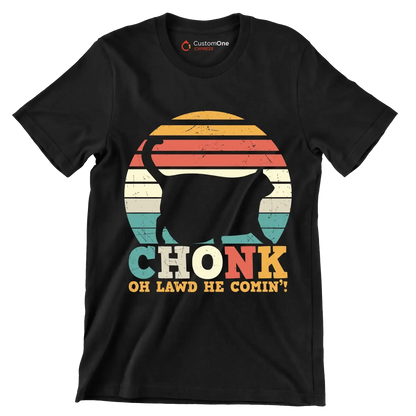 Chonk Cat Scale Meme - Cat Themed T-Shirt-Black-S-Custom One Express