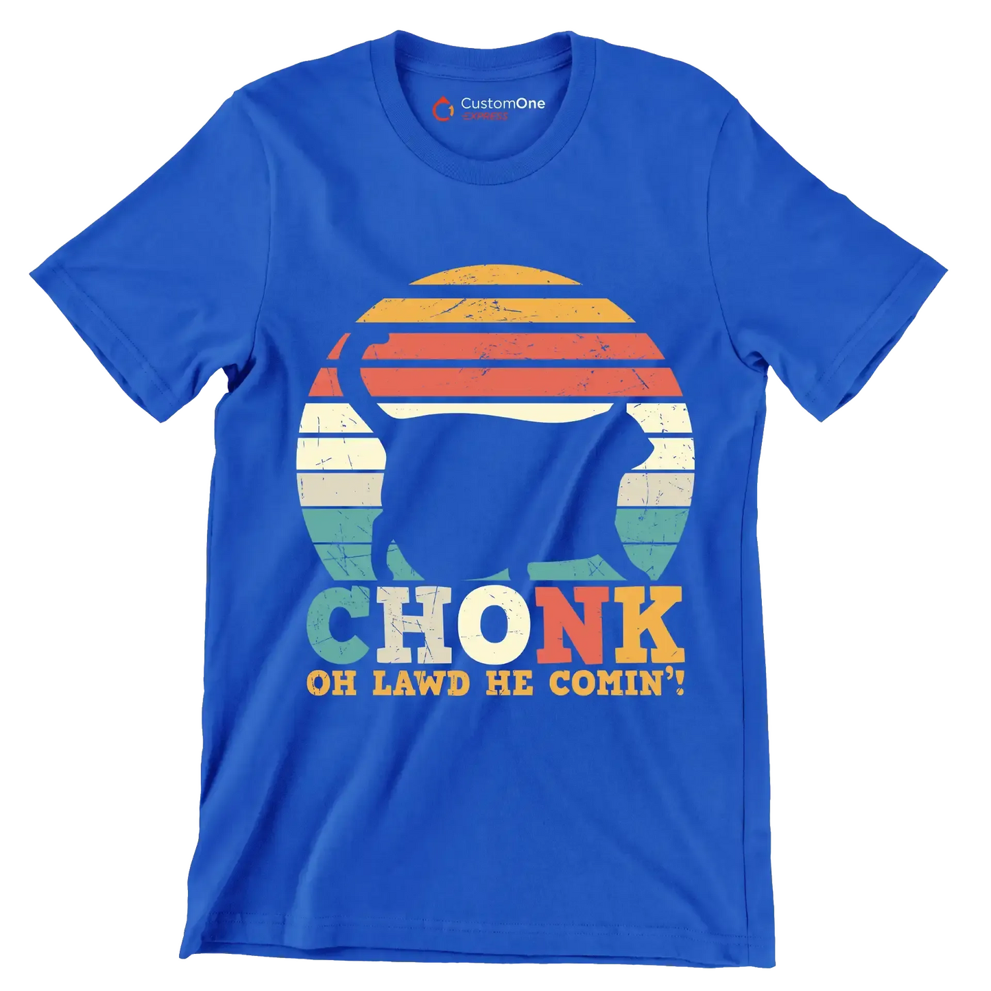 Chonk Cat Scale Meme - Cat Themed T-Shirt-Blue-S-Custom One Express