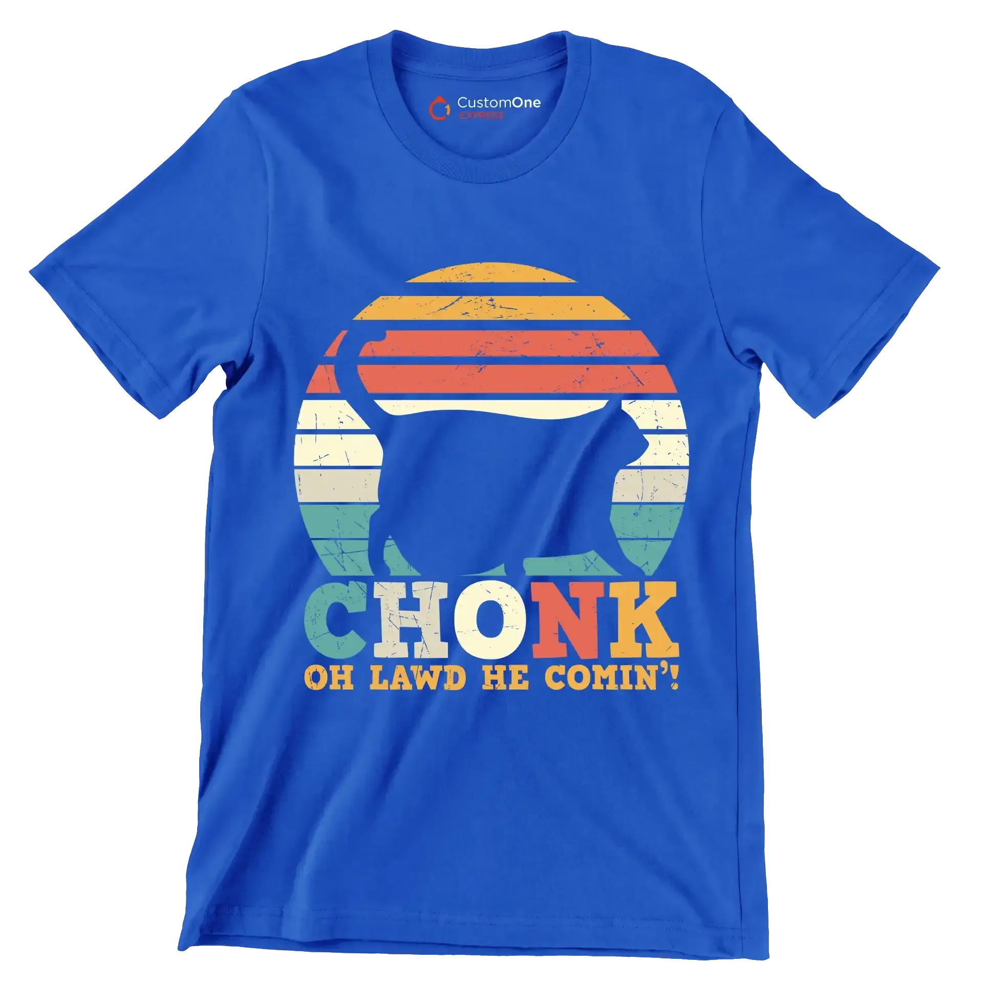 Chonk Cat Scale Meme - Cat Themed T-Shirt-Blue-S-Custom One Express