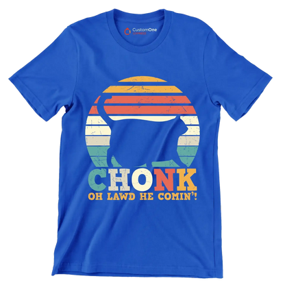 Chonk Cat Scale Meme - Cat Themed T-Shirt-Blue-S-Custom One Express