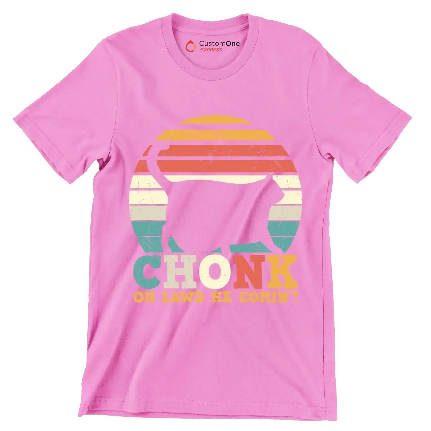 Chonk Cat Scale Meme - Cat Themed T-Shirt-Pink-S-Custom One Express