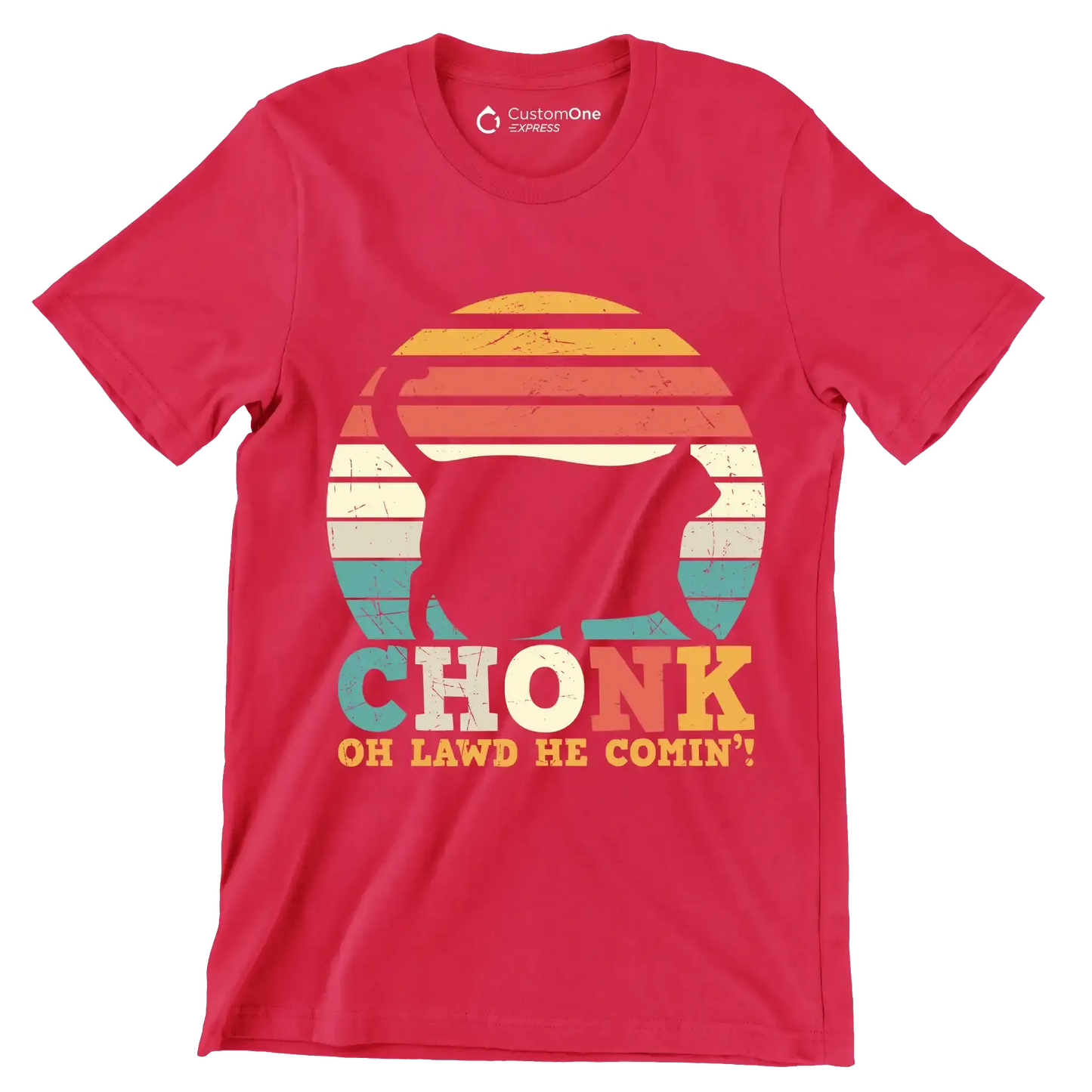 Chonk Cat Scale Meme - Cat Themed T-Shirt-Red-S-Custom One Express