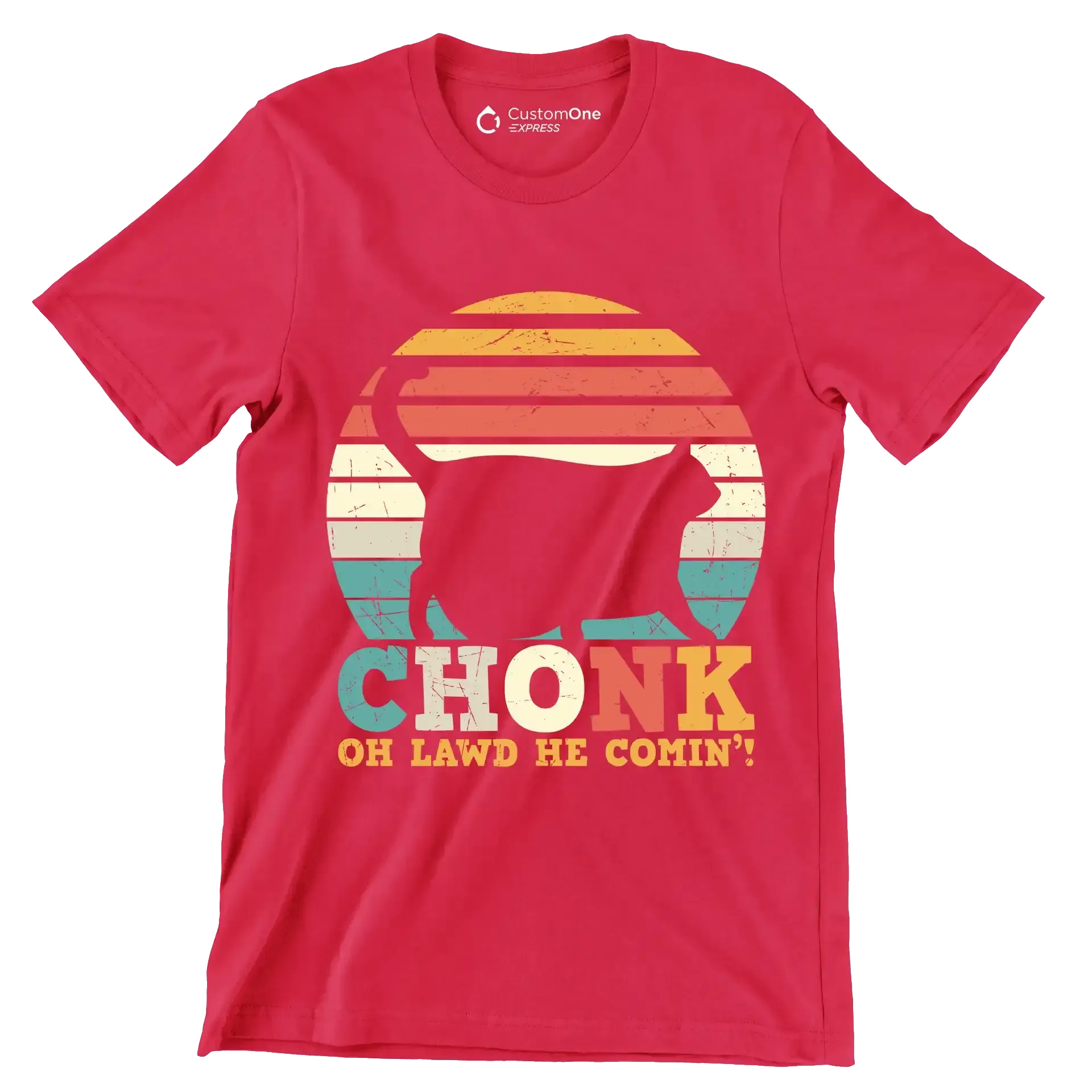 Chonk Cat Scale Meme - Cat Themed T-Shirt-Red-S-Custom One Express