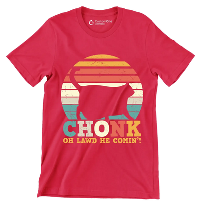 Chonk Cat Scale Meme - Cat Themed T-Shirt-Red-S-Custom One Express
