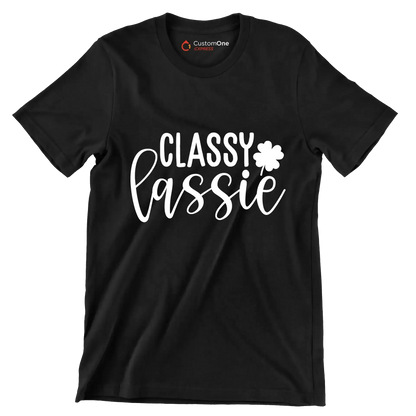 Classy Lassie - St. Patrick's Day T-Shirt-Black-S-Custom One Express