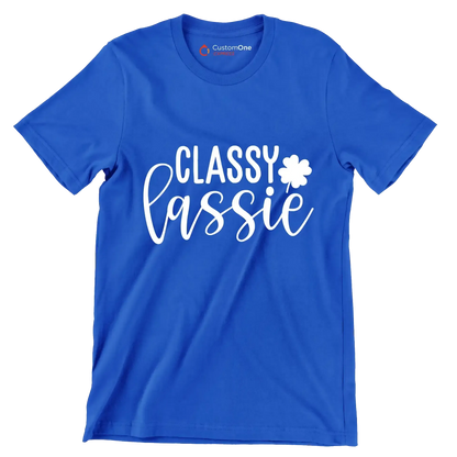 Classy Lassie - St. Patrick's Day T-Shirt-Blue-S-Custom One Express