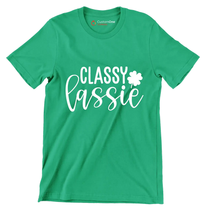 Classy Lassie - St. Patrick's Day T-Shirt-Green-S-Custom One Express