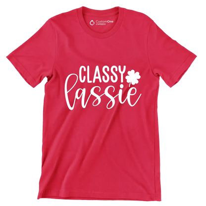 Classy Lassie - St. Patrick's Day T-Shirt-Red-S-Custom One Express