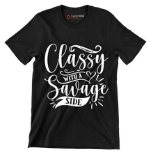 Classy with a savage side - Sarcasm Themed T-Shirt-Black-S-Custom One Express