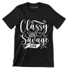 Classy with a savage side - Sarcasm Themed T-Shirt-Black-S-Custom One Express