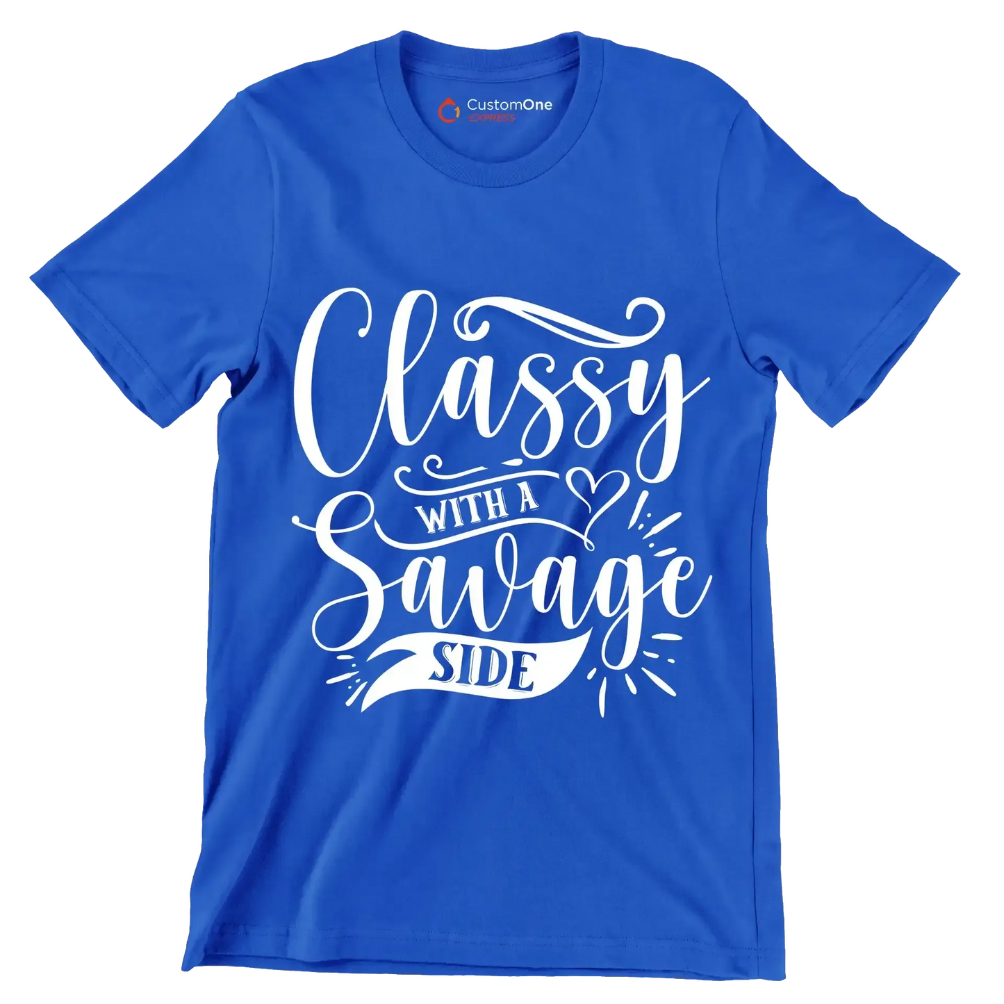 Classy with a savage side - Sarcasm Themed T-Shirt-Blue-S-Custom One Express