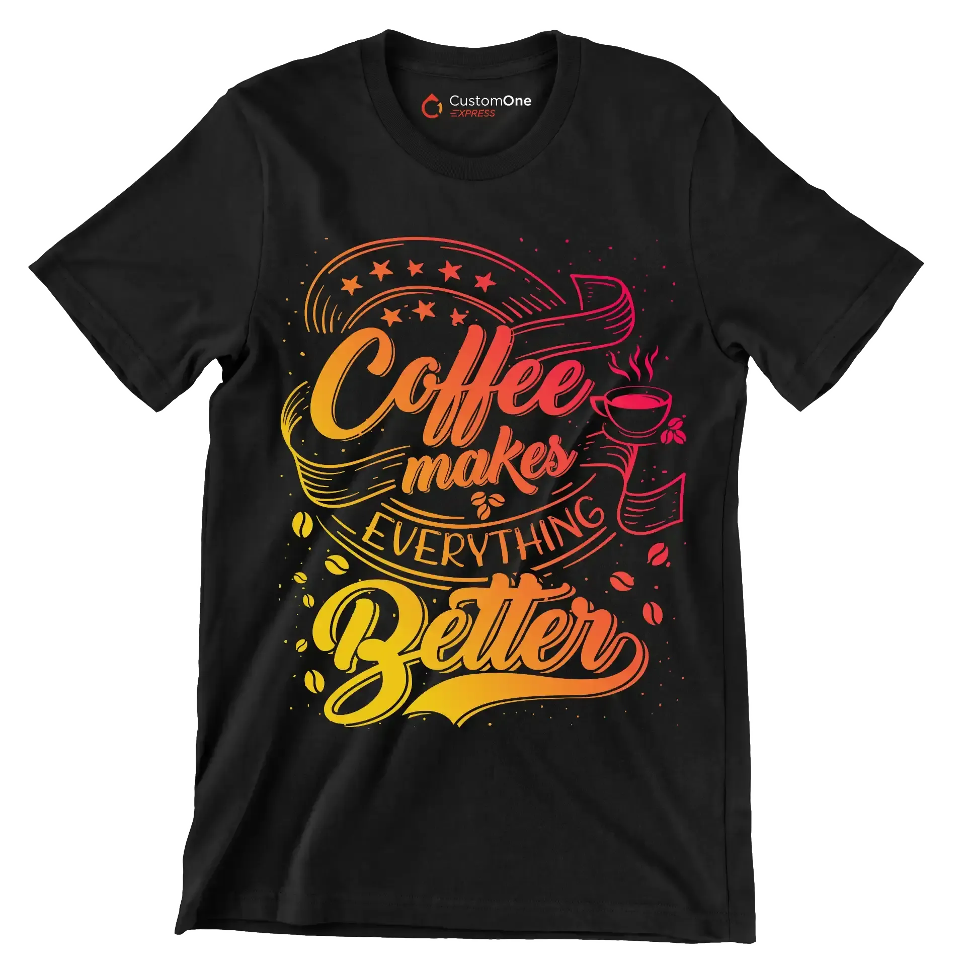 Coffee makes everything better - Coffee Themed T-Shirt-Black-S-Custom One Express