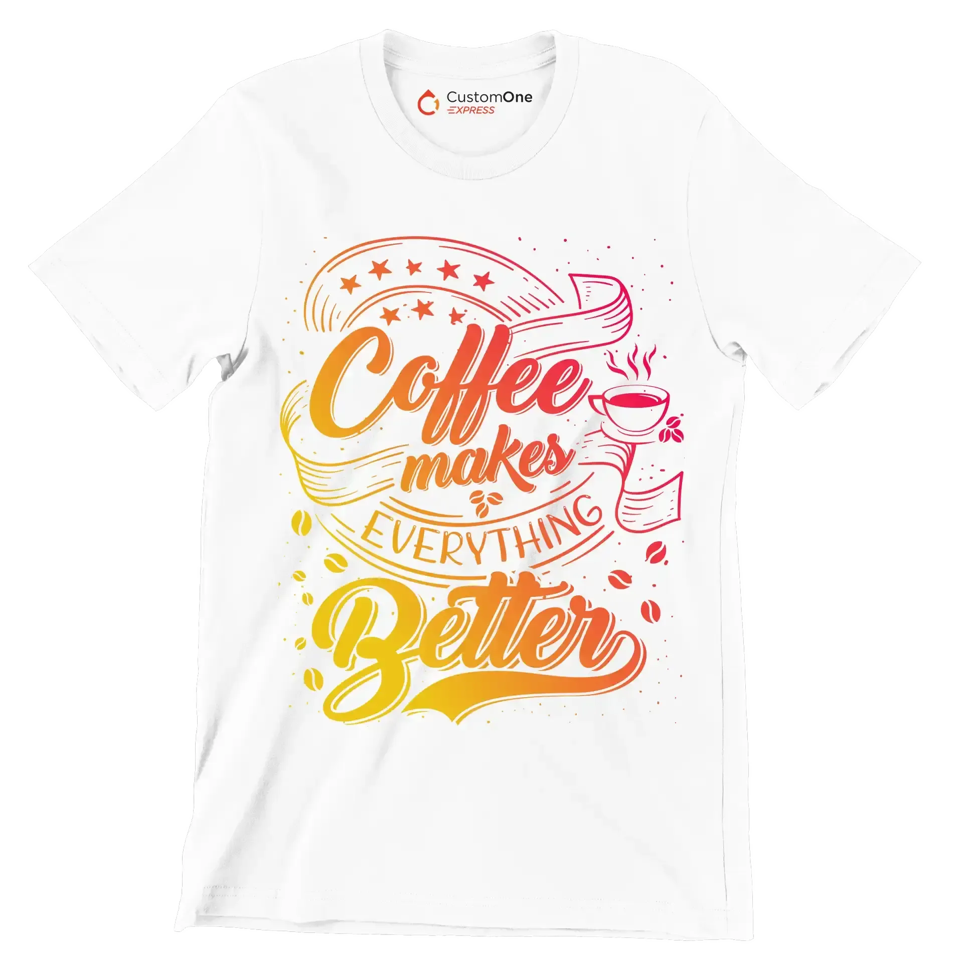 Coffee makes everything better - Coffee Themed T-Shirt-White-S-Custom One Express
