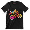 Colorful Cat Cyclist T-Shirt – Quirky and Fun for Animal Lovers - Bicycle Themed T-Shirt-Black-S-Custom One Express