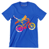 Colorful Cat Cyclist T-Shirt – Quirky and Fun for Animal Lovers - Bicycle Themed T-Shirt-Blue-S-Custom One Express