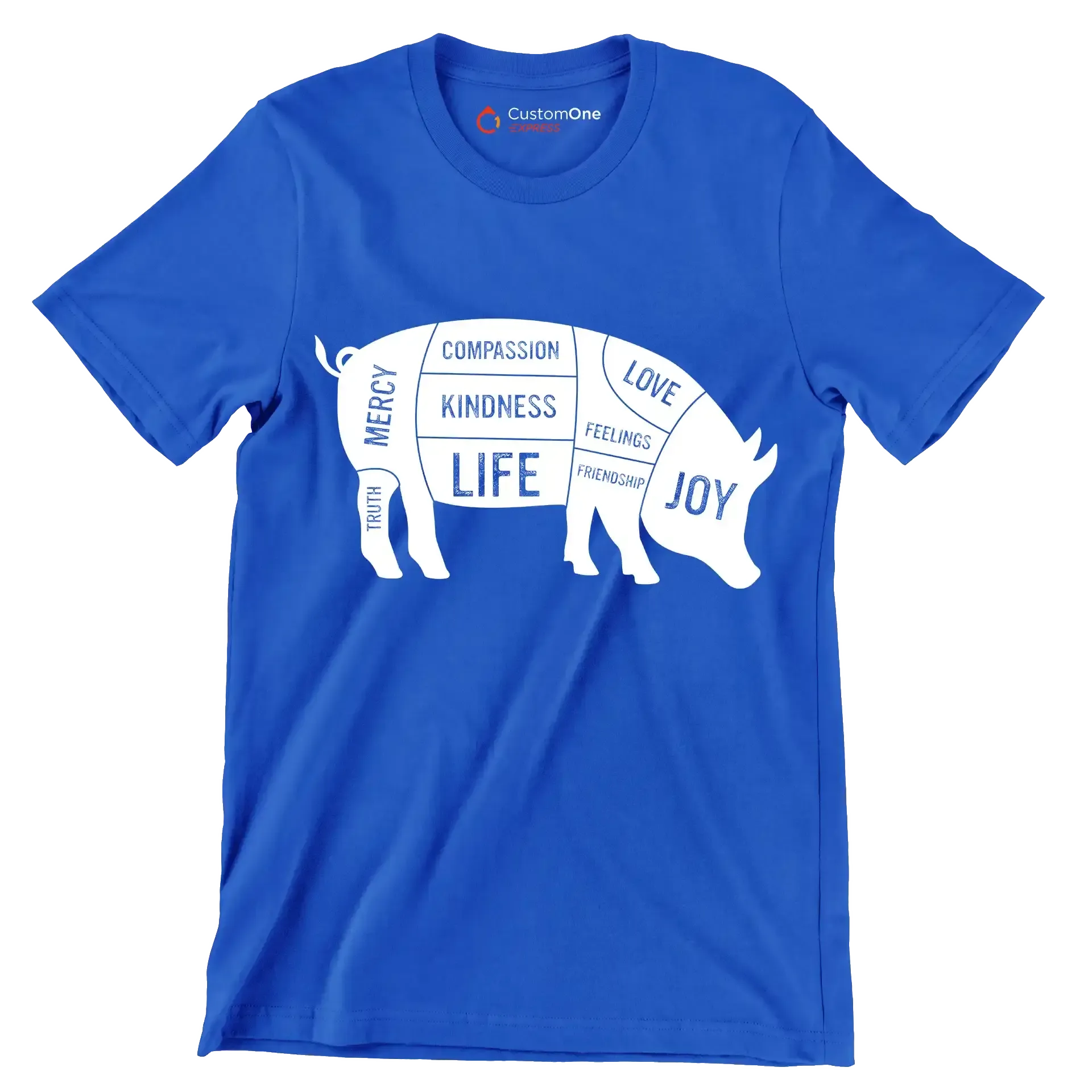 Compassion Kindness Life Love Feelings Friendship Joy Mercy Truth - Vegan Themed T-Shirt-Blue-S-Custom One Express