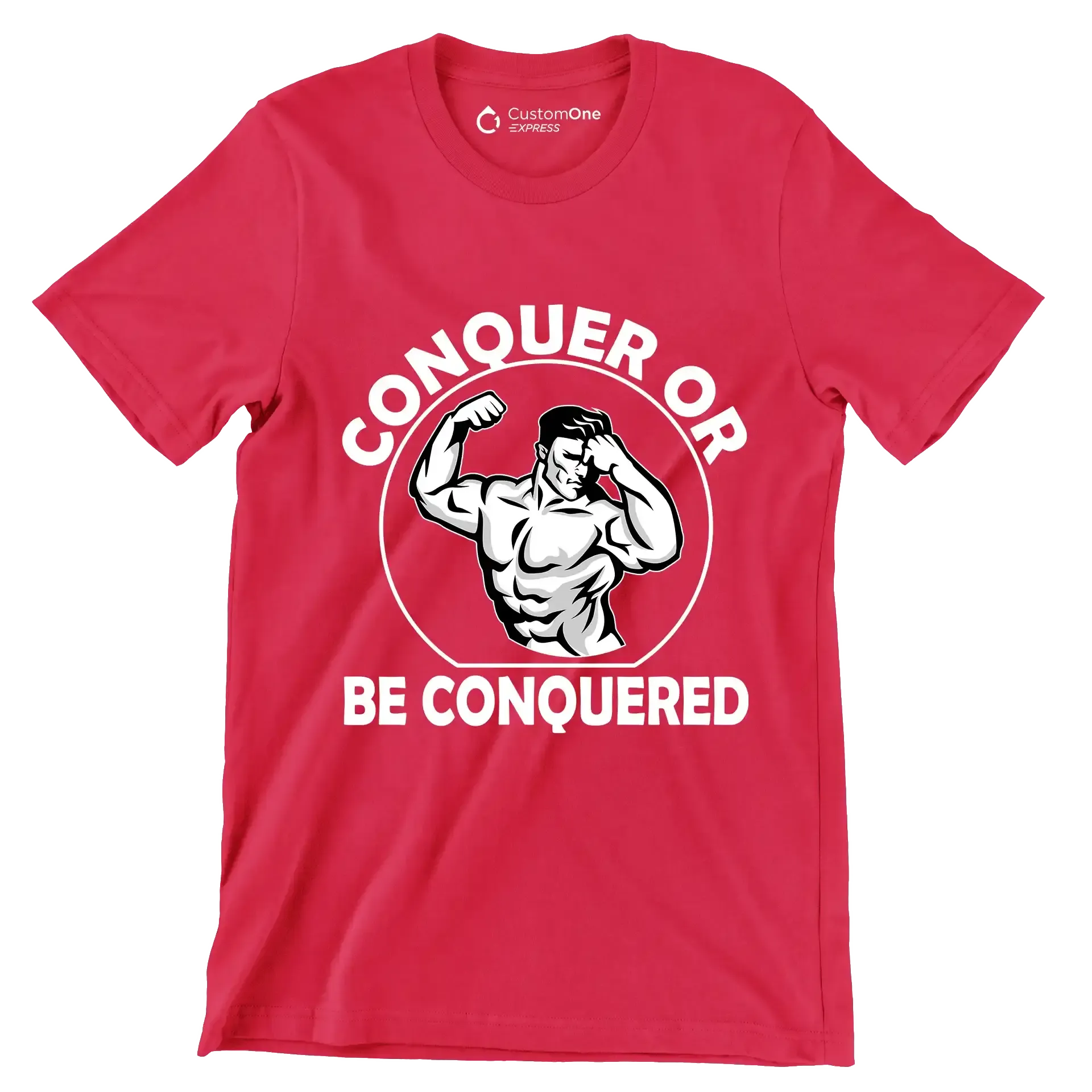 Conquer Or Be Conquered - Gym Themed T-Shirt-Red-S-Custom One Express