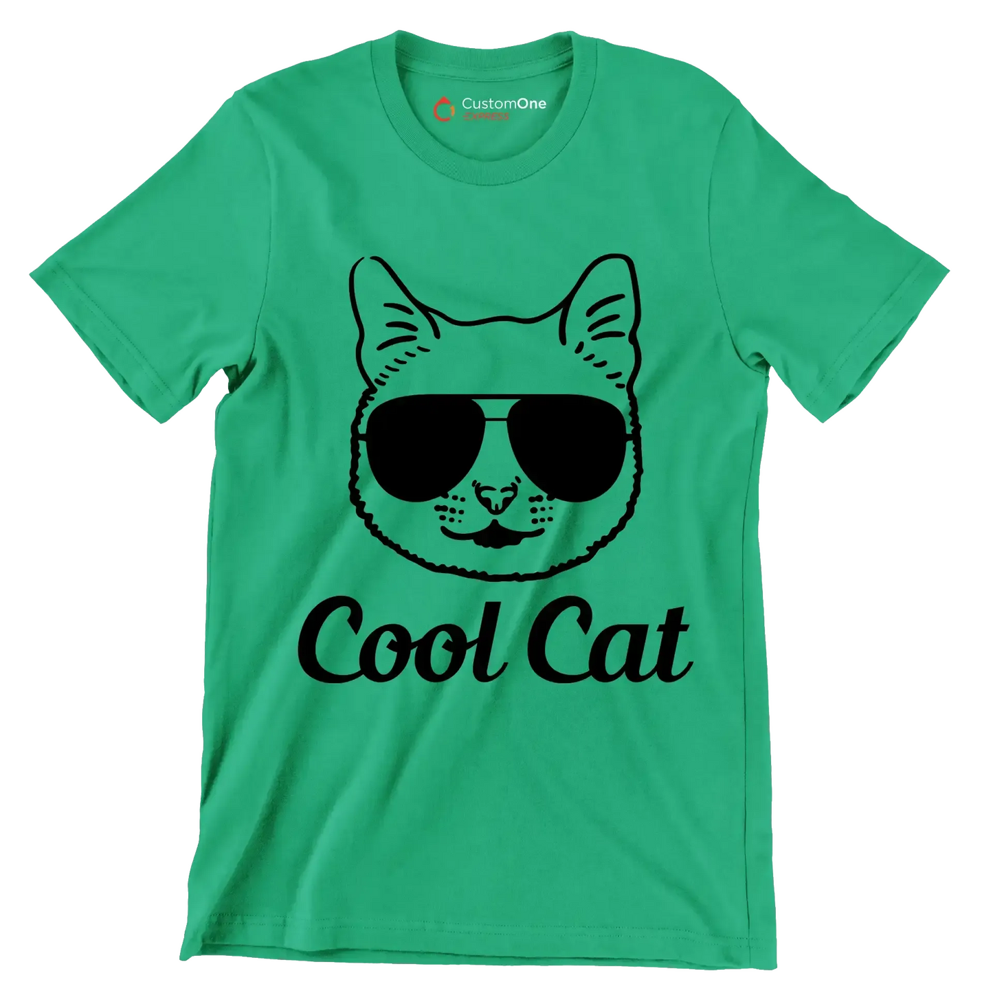 Cool cat - Cat Themed T-Shirt-Green-S-Custom One Express