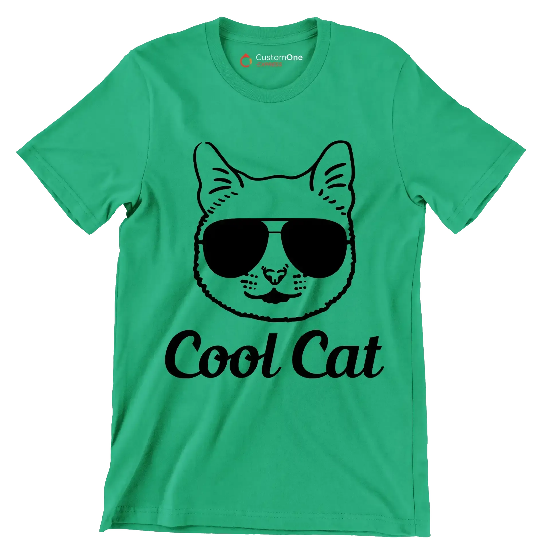 Cool cat - Cat Themed T-Shirt-Green-S-Custom One Express