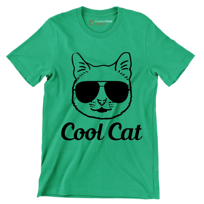 Cool cat - Cat Themed T-Shirt-Green-S-Custom One Express