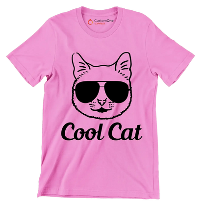 Cool cat - Cat Themed T-Shirt-Pink-S-Custom One Express