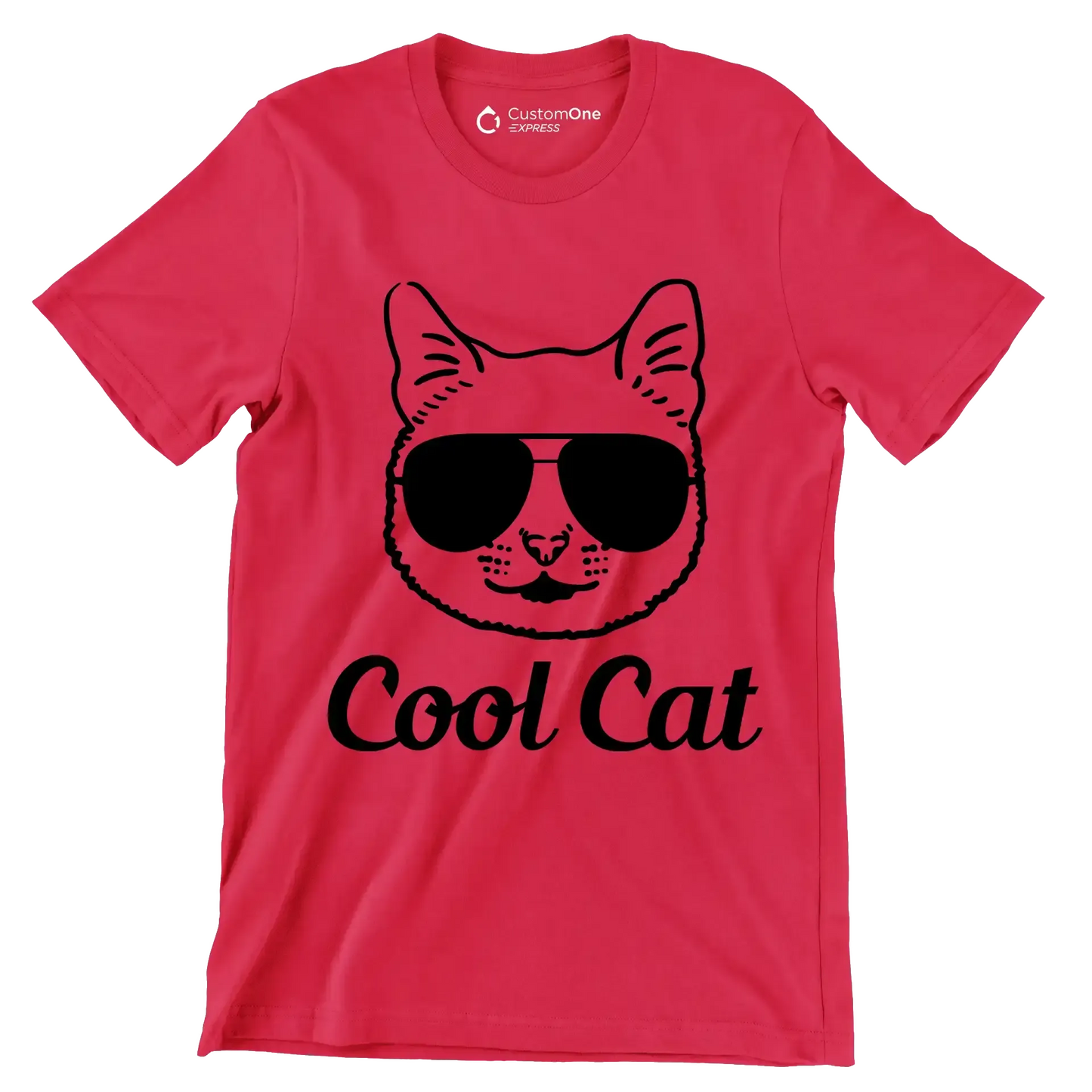 Cool cat - Cat Themed T-Shirt-Red-S-Custom One Express