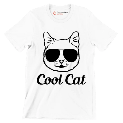 Cool cat - Cat Themed T-Shirt-White-S-Custom One Express