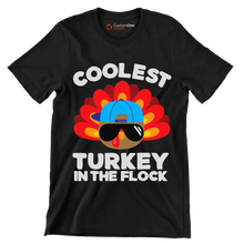 Coolest Turkey In The Flock - Thanksgiving Themed T-Shirt-Black-S-Custom One Express