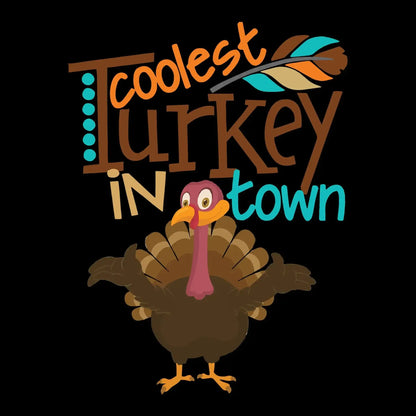 Coolest Turkey In Town - Thanksgiving Themed T-Shirt-Black-S-Custom One Express