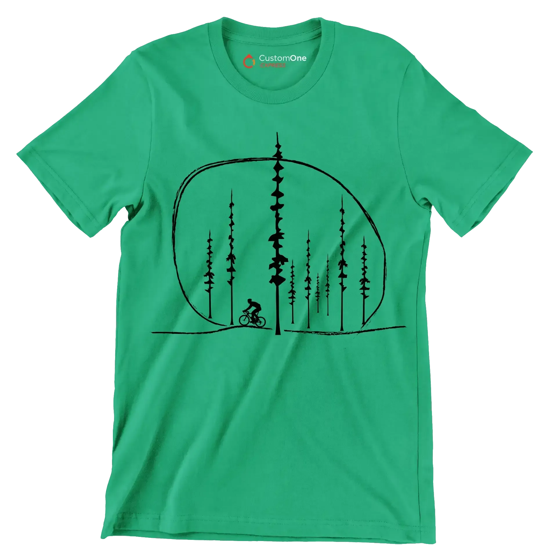 Cosmic Cyclist T-Shirt – Ride Beyond the Stars - Bicycle Themed T-Shirt-Green-S-Custom One Express