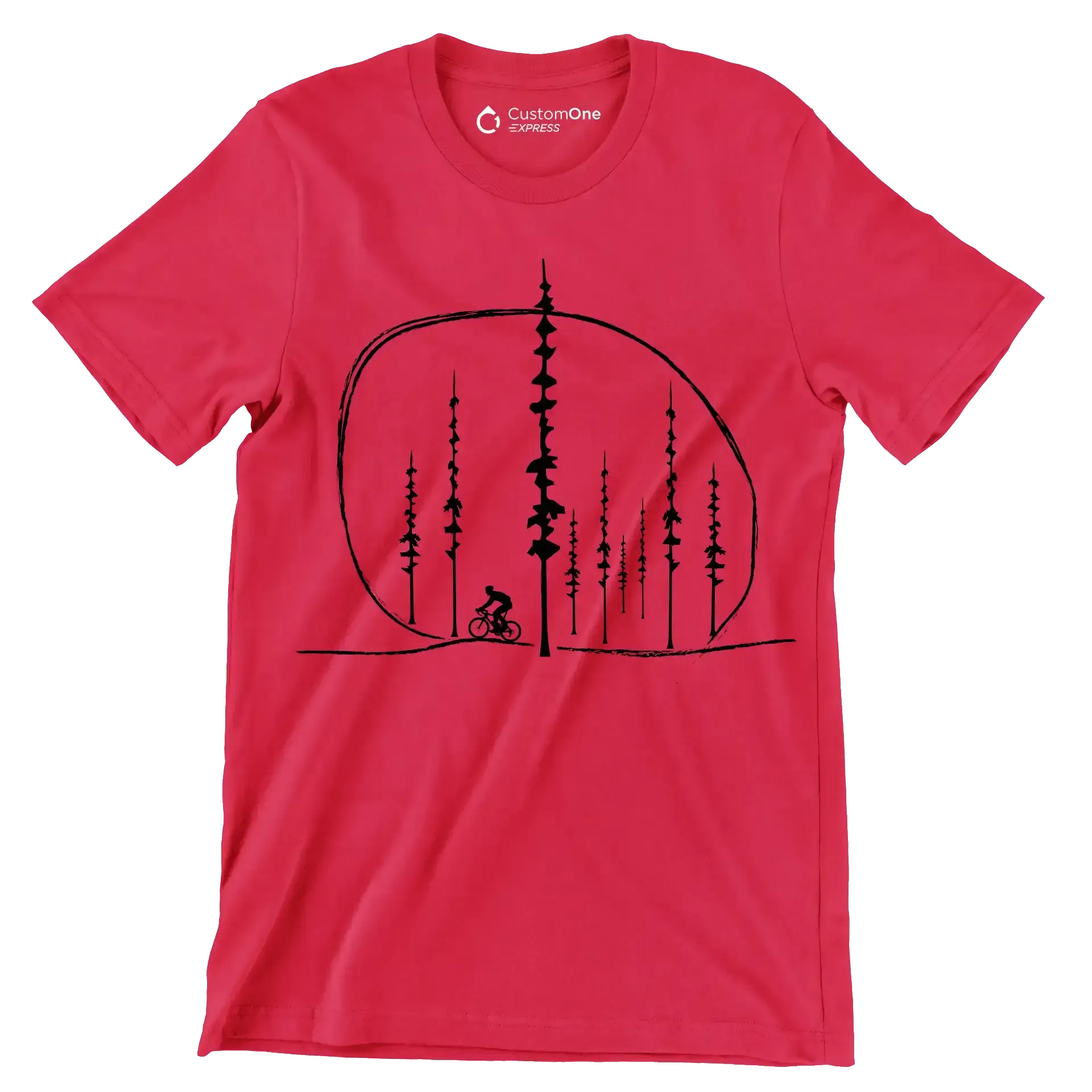 Cosmic Cyclist T-Shirt – Ride Beyond the Stars - Bicycle Themed T-Shirt-Red-S-Custom One Express