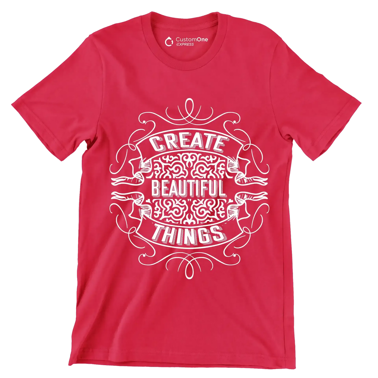 Create Beautiful Things - Motivational Themed T-Shirt-Red-S-Custom One Express