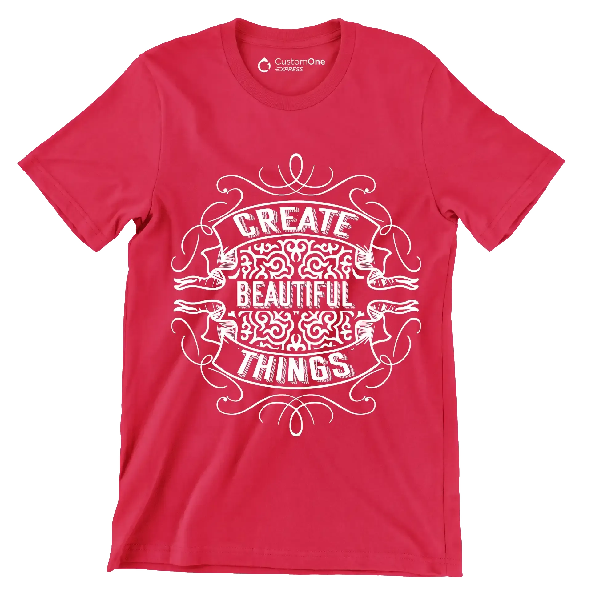 Create Beautiful Things - Motivational Themed T-Shirt-Red-S-Custom One Express