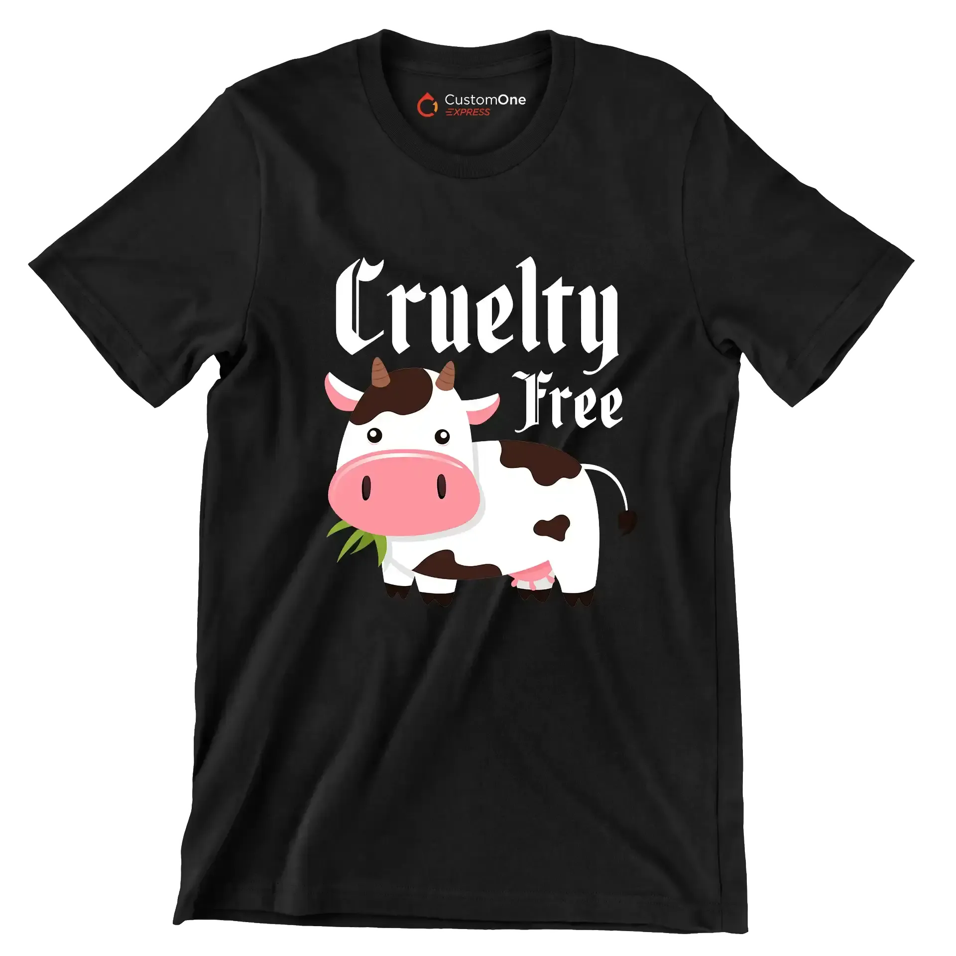 Cruelty free - Vegan Themed T-Shirt-Black-S-Custom One Express
