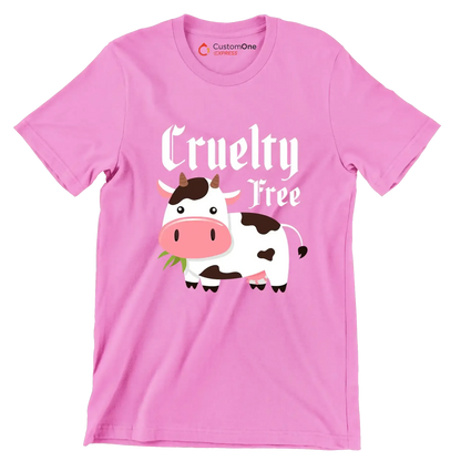 Cruelty free - Vegan Themed T-Shirt-Pink-S-Custom One Express