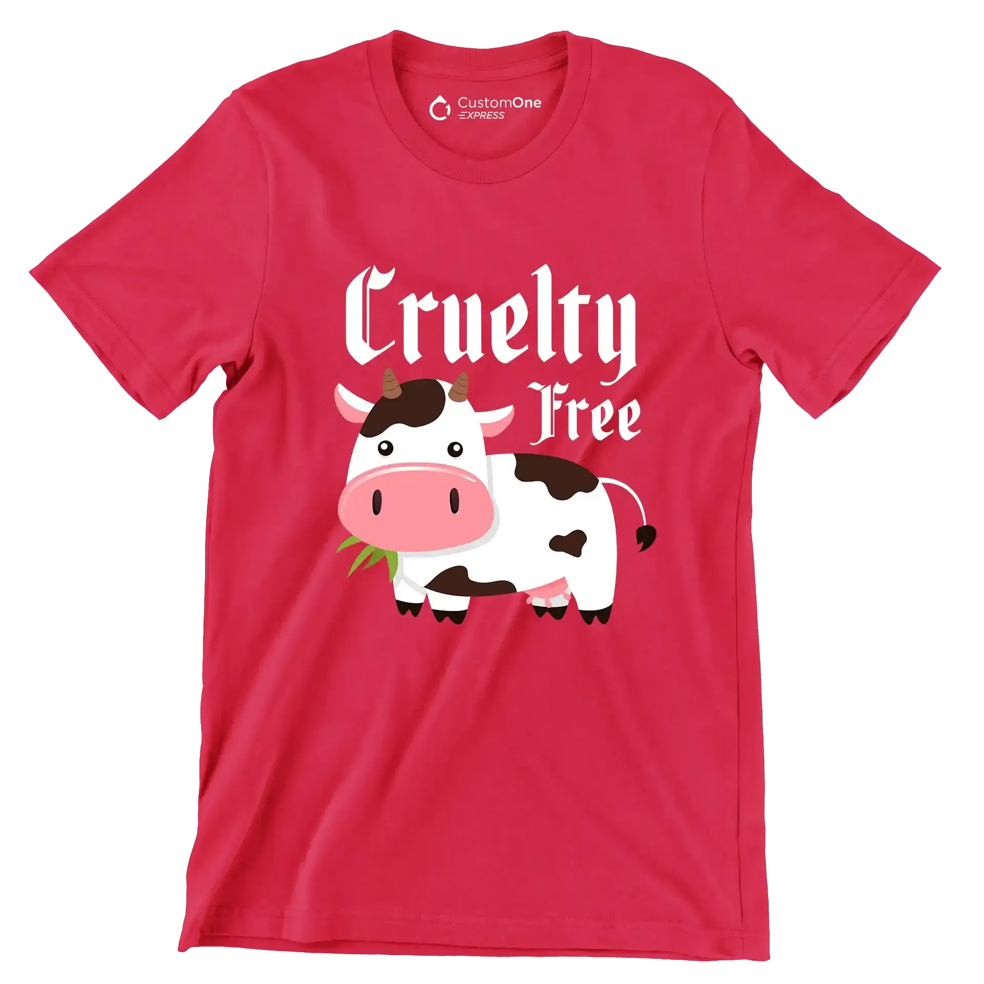 Cruelty free - Vegan Themed T-Shirt-Red-S-Custom One Express