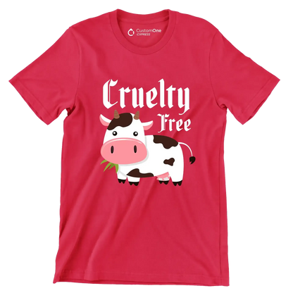 Cruelty free - Vegan Themed T-Shirt-Red-S-Custom One Express