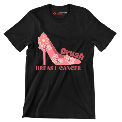 Crush Breast Cancer - Breast Cancer Awareness T-Shirt-Black-S-Custom One Express