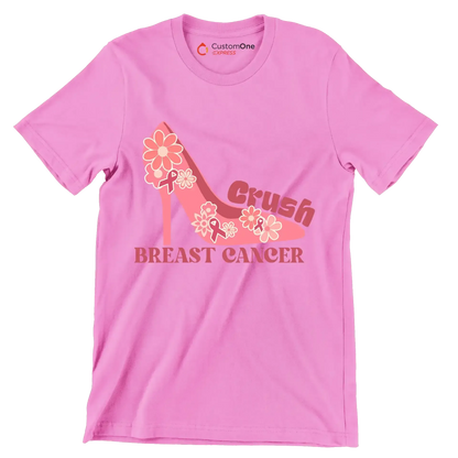Crush Breast Cancer - Breast Cancer Awareness T-Shirt-Pink-S-Custom One Express