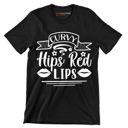 Curvy hips red lips - Sarcasm Themed T-Shirt-Black-S-Custom One Express